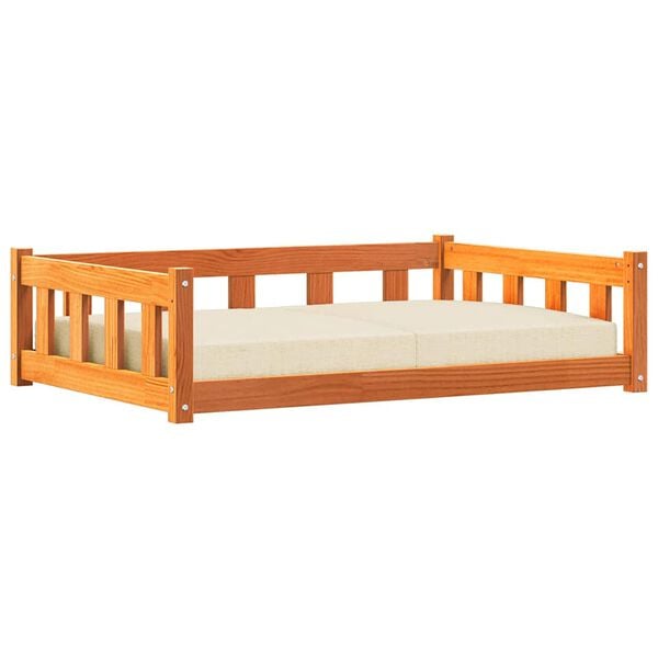 vidaXL Hundeseng med lagring Vokset Brun 100 x 70 x 28 cm Massiv furu