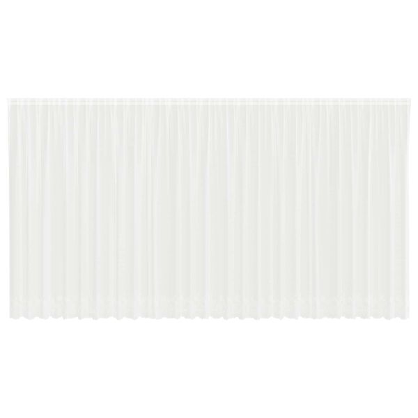 vidaXL Blondegardin med gardiner Blomster Hvit 200 x 750 cm Polyester