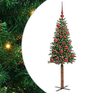 vidaXL Slim juletre med 150 LED gr&oslash;nn 150 cm PVC og Massivt Furu tre