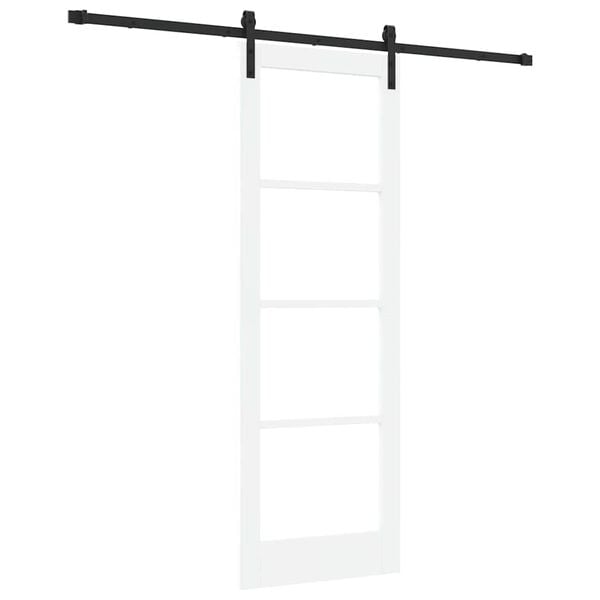 vidaXL Skyved&oslash;r ORKDAL Hvit 73,5 x 211 cm Massivt furutre og glass