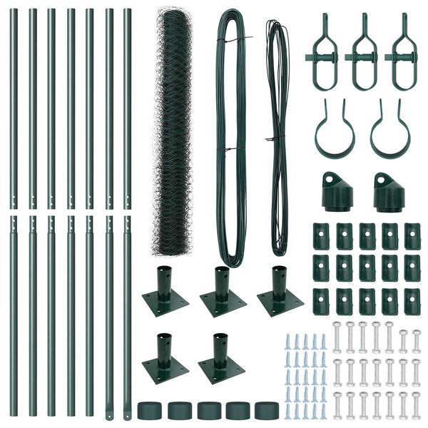 vidaXL Gjerdep&aring;le gr&oslash;nn 10 x 1 m (36 mm mesh) St&aring;l og PVC