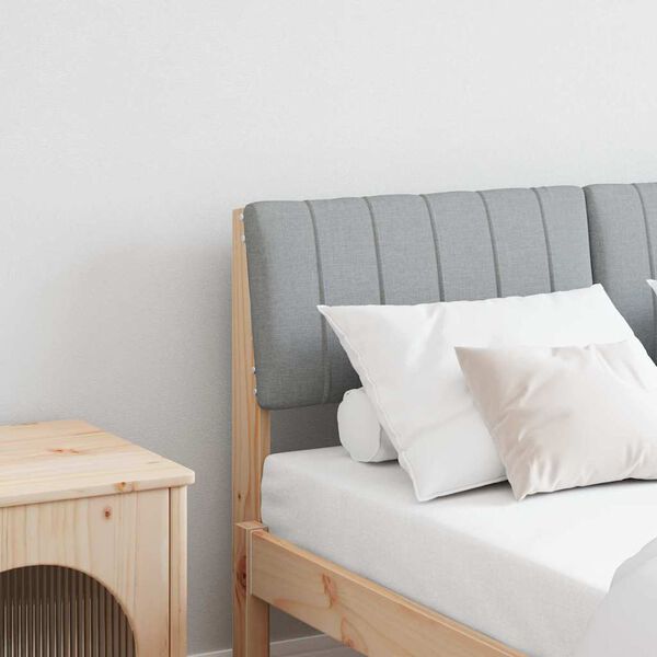 vidaXL Polstret sengegavl Lysegrå 120 cm Massiv furu