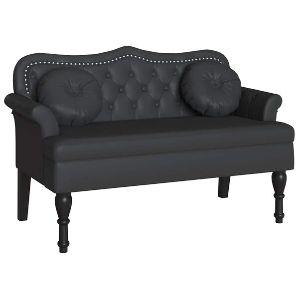 vidaXL Chesterfield Benk med pute Svart 120,5 x 65 x 75 cm Kunstlær