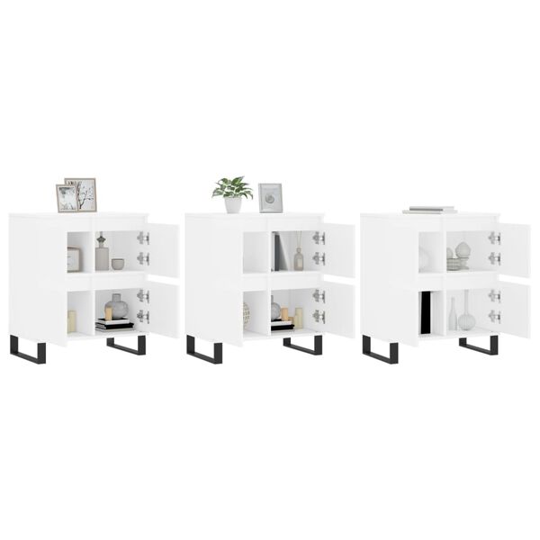 vidaXL Skjenker 3 stk hvit konstruert tre