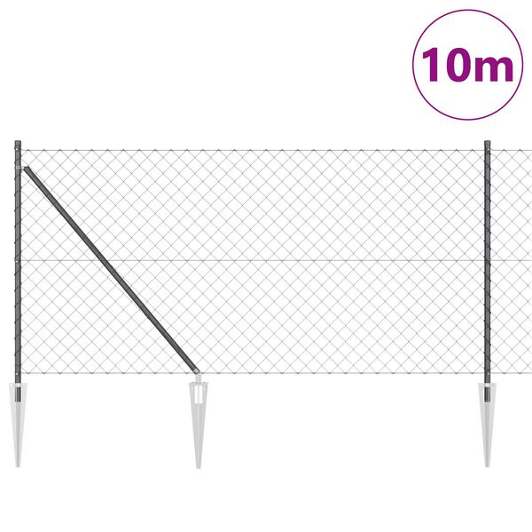 vidaXL Gjerdepåle Grå 10 x 1 m (60 x 60 mm mesh) Stål og PVC