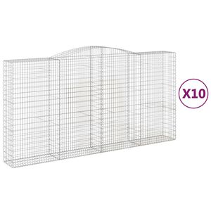 vidaXL Gabionkurver buede 10 stk 400x50x200/220 cm galvanisert jern