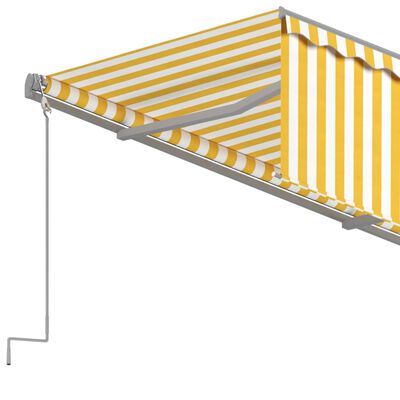vidaXL Automatisk uttrekkbar markise med rullegardin 3x2,5 m gul hvit