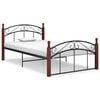 vidaXL Sengeramme svart metall og heltre eik 120x200 cm