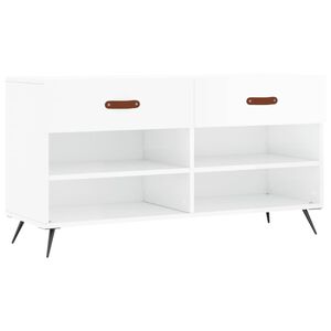 vidaXL Skobenk h&oslash;yglans hvit 102x35x55 cm konstruert tre