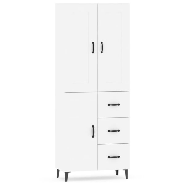 vidaXL Highboard h&oslash;yglans hvit konstruert tre