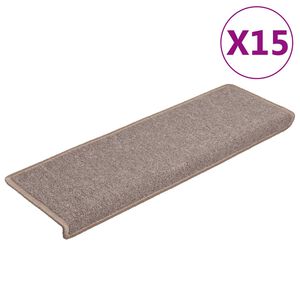 vidaXL Trappematter 15 stk 65x21x4 cm lysebrune rektangul&aelig;re kanter