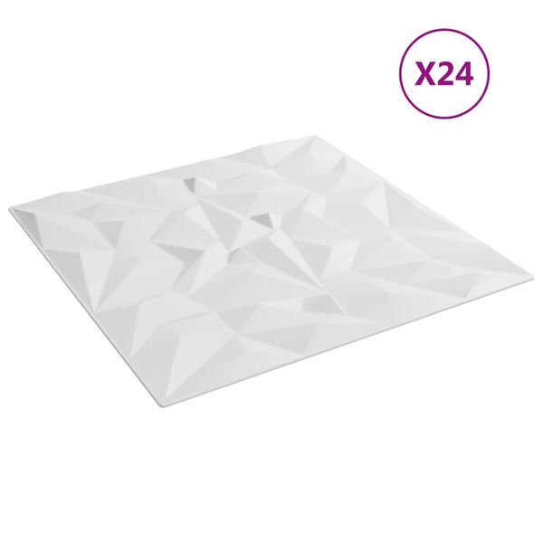 vidaXL Veggpaneler 24 stk hvit 50x50 cm XPS 6 m&sup2; ametyst