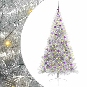 vidaXL Kunstig Forh&aring;ndsopplyst Juletre med 300 LED s&oslash;lv 210 cm PET
