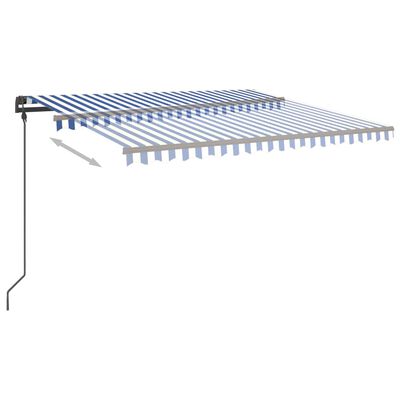 vidaXL Automatisk uttrekkbar markise med stolper 4,5x3,5 m blå og hvit