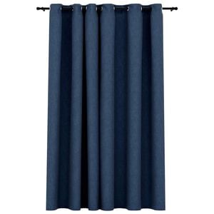 vidaXL Lystette gardiner med maljer og lin-design bl&aring; 290x245 cm