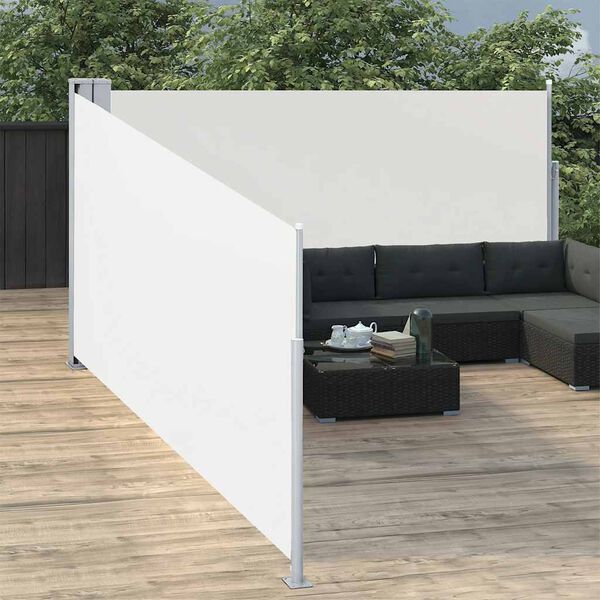 vidaXL Uttrekkbar sidemarkise 170x1000 cm kremhvit