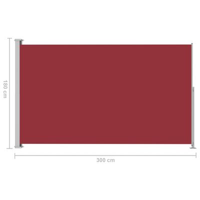 vidaXL Uttrekkbar sidemarkise 180x300 cm rød