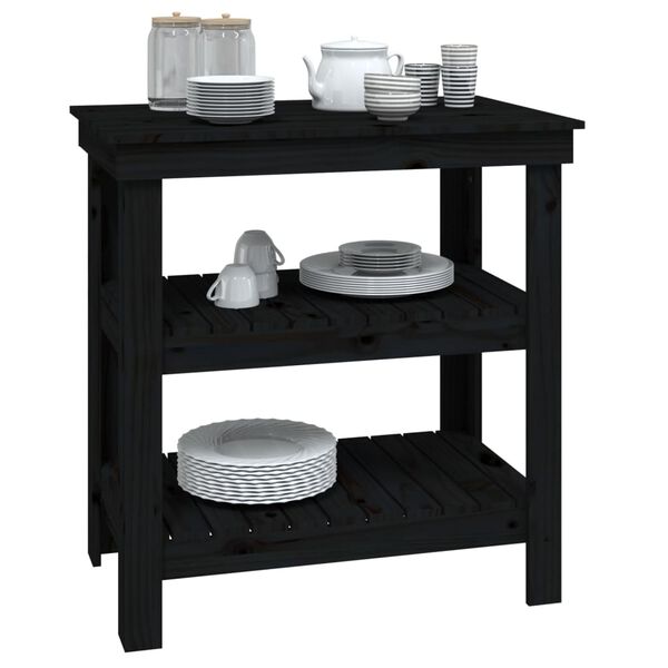 vidaXL Arbeidsbenk svart 78,5x50x80 cm heltre furu