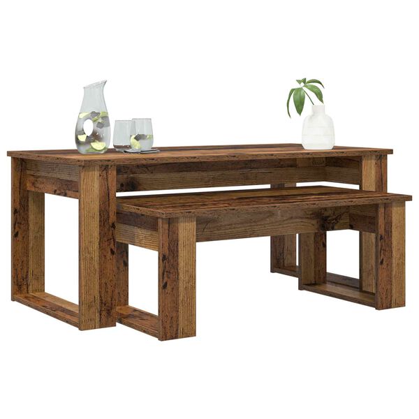 vidaXL Kaffebord Sett 2 pcs Gammelt tre Konstruert tre