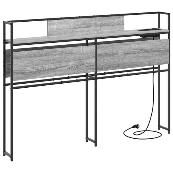 vidaXL Lagringshodegavl med hylle Gr&aring; sonoma 120 cm Konstruert tre