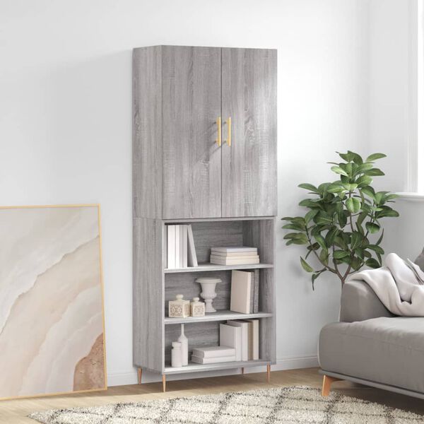vidaXL Highboard gr&aring; sonoma 69,5x34x180 cm konstruert tre