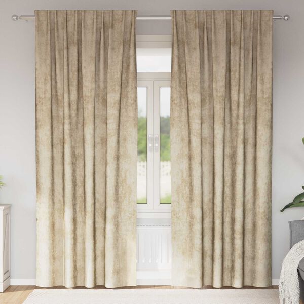 vidaXL Fl&oslash;yel Gardiner med gardiner 2 pcs Krem 260 x 140 cm Fl&oslash;yel