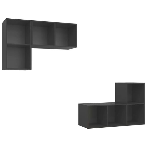 vidaXL Vegghengte TV-benker 4 stk gr&aring; konstruert tre