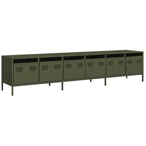 vidaXL TV-benk olivengr&oslash;nn 202x39x43,5 cm kaldvalset st&aring;l