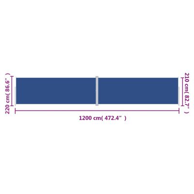 vidaXL Uttrekkbar sidemarkise 220x1200 cm blå