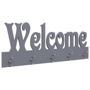 vidaXL Veggmontert garderobepanel WELCOME gr&aring; 74x29,5 cm