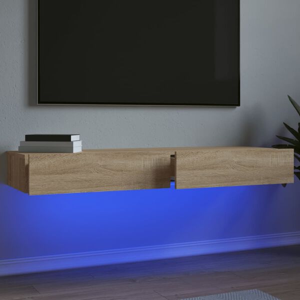 vidaXL TV-benker med LED-lys 2 stk sonoma eik 60x35x15,5 cm