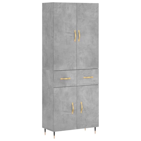 vidaXL Highboard betonggr&aring; 69,5x34x180 cm konstruert tre