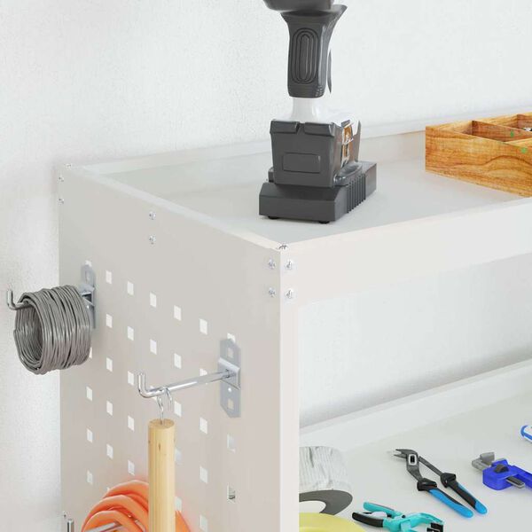 vidaXL Verktøytrolley med hylle Hvit 75 x 35 x 73 cm Kaldvalsestål