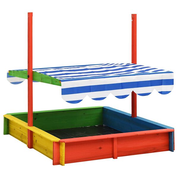 vidaXL Sandkasse med justerbart tak gran flerfarget UV50