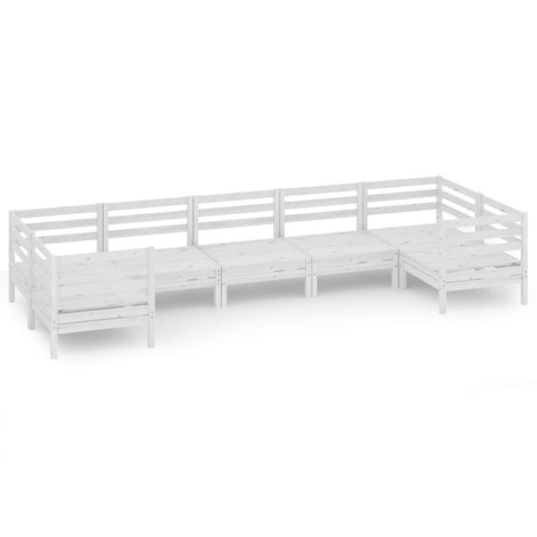vidaXL Hagesofagruppe 7 deler hvit heltre furu