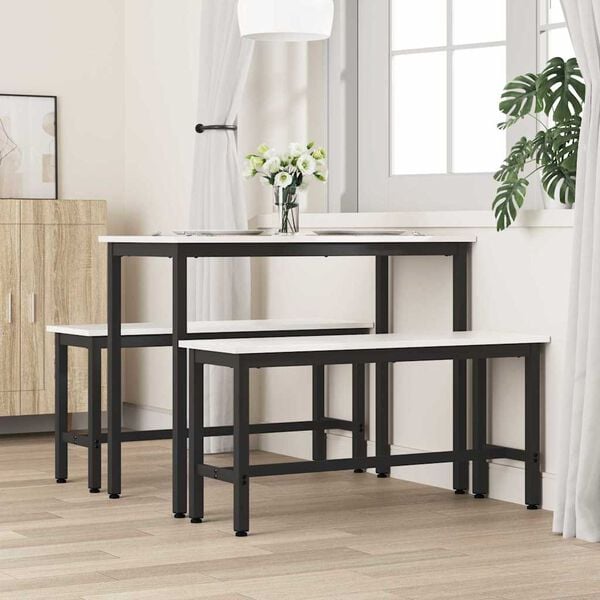 vidaXL Spisebenk Hvit 100 x 32,5 x 49 cm Massivt furutre