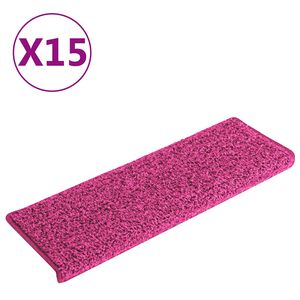 vidaXL Trappematter 15 stk 65x21x4 cm rosa rektangul&aelig;r kant