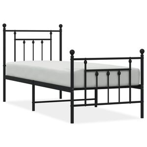 vidaXL Sengeramme i metall med hode- og fotgavl svart 75x190 cm