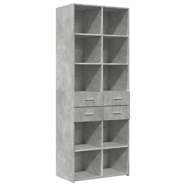 vidaXL Highboard betonggr&aring; 70x42,5x185 cm konstruert tre
