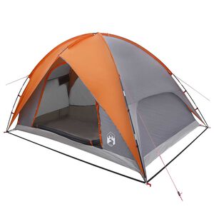 vidaXL Camping Telt med Regntrekk Vanntett 4-personers Gr&aring; og Oransje