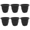 vidaXL Rund Blomsterpotte 6 pcs Svart &Oslash; 26 x 21.5 cm Plast