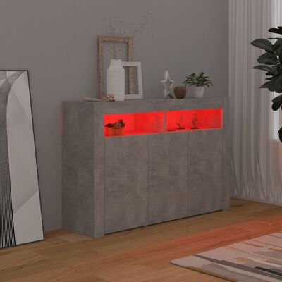 vidaXL Skjenk med LED-lys betonggrå 115,5x30x75 cm