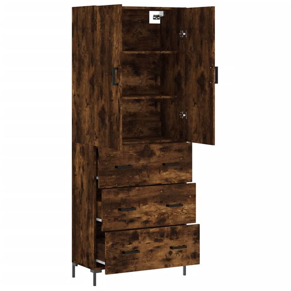 vidaXL Highboard r&oslash;kt eik 69,5x34x180 cm konstruert tre
