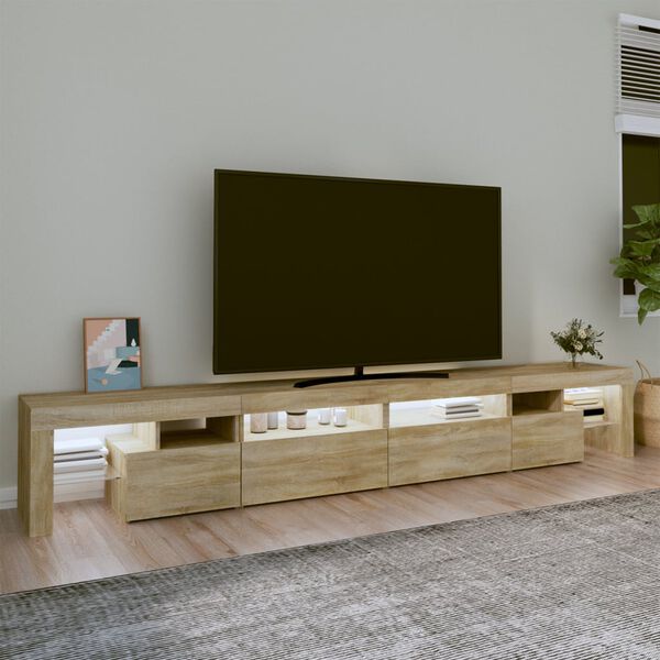vidaXL TV-benk med LED-lys sonoma eik 260x36,5x40 cm