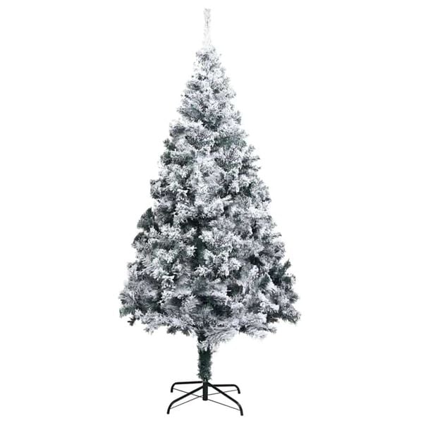 vidaXL Kunstig juletre med 300 LED Hvit 180 cm PVC og St&aring;l og Plast