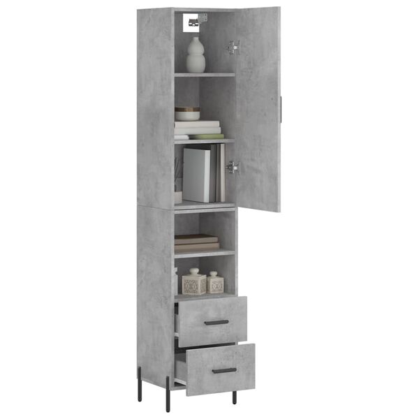 vidaXL Highboard betonggr&aring; 34,5x34x180 cm konstruert tre