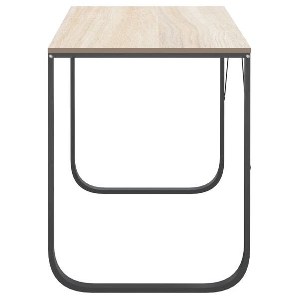 vidaXL Databord svart og eik 110x60x73 cm sponplate