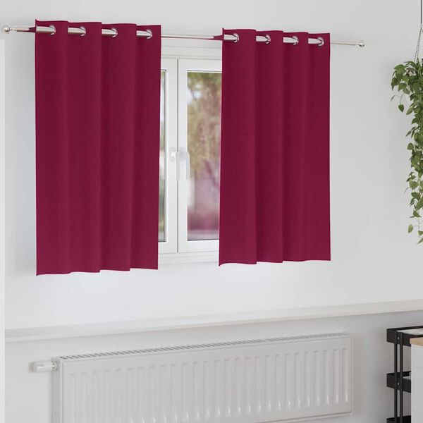 vidaXL Mørkleggende Gardiner med Ringer 2 pcs Vinrød 140 x 140 cm