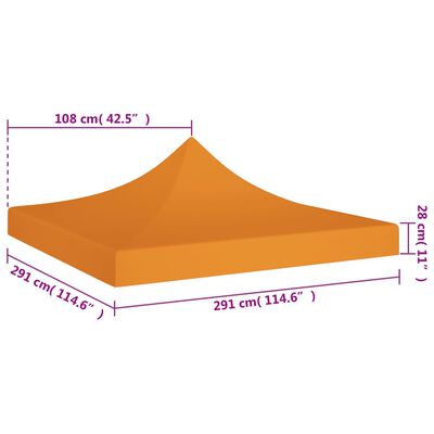 vidaXL Teltduk for festtelt 3x3m oransje 270 g/m²