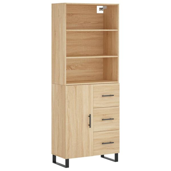 vidaXL Highboard sonoma eik 69,5x34x180 cm konstruert tre